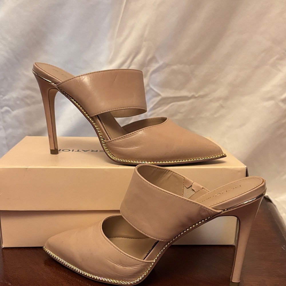 BCBGeneration Nude High Heel Mules